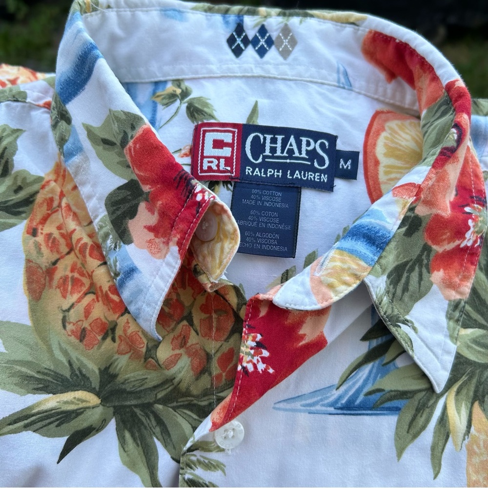 CHAPS Ralph Lauren Hawaiian Shirt | Golf Sailing & Pineapple Design, Mens M